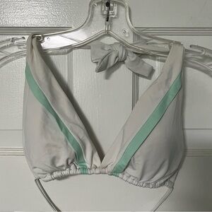 L*Space Aspen triangle design White and Mint bikini Top